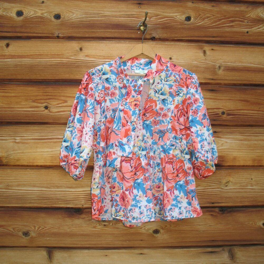 NWOT Jade Melody Tam Floral Tie Neck Top